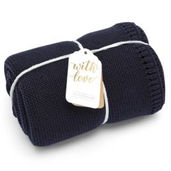 ORGANIC KNITTED CELLULAR BABY BLANKET - MIDNIGHT