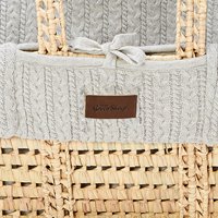 The Little Green Sheep - Natural Knitted Moses Basket & Mattress - Dove
