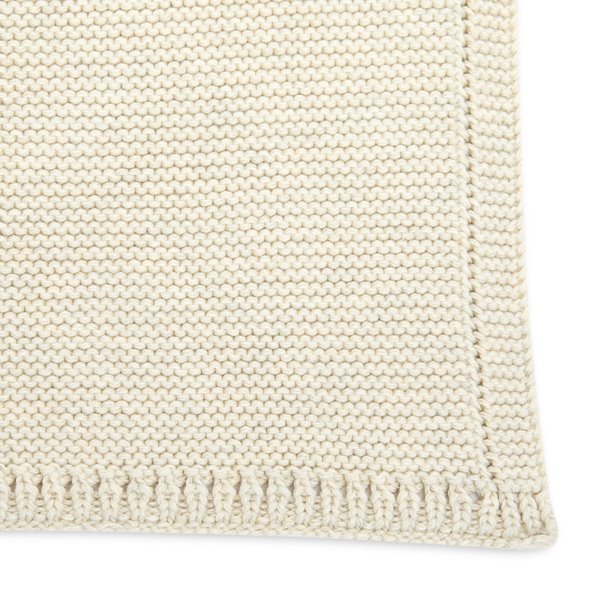 Organic Knitted Cellular Baby Blanket - Linen
