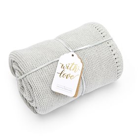 Organic Knitted Cellular Baby Blanket - Dove Grey