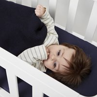 The Little Green Sheep - Organic Knitted Cellular Baby Blanket - Midnight