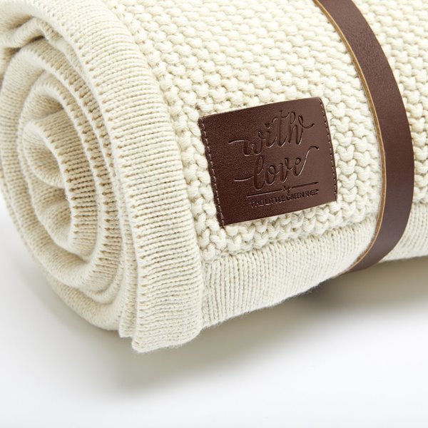 Organic Knitted Fleece Baby Blanket - Linen