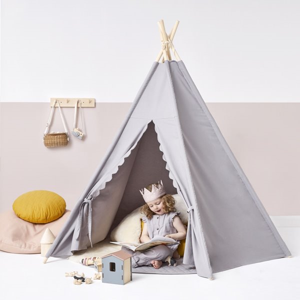 Kids Teepee Play Tent - Grey