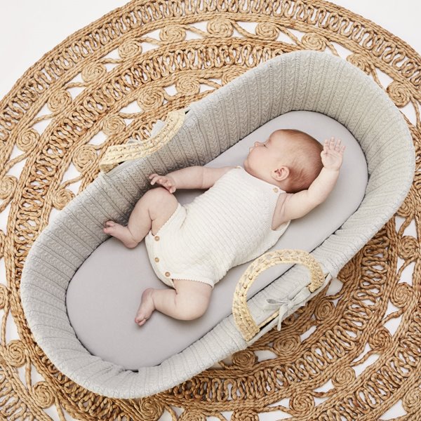 Organic Moses Basket Fitted Sheet - Dove
