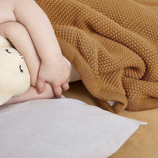 Organic Knitted Fleece Baby Blanket - Honey