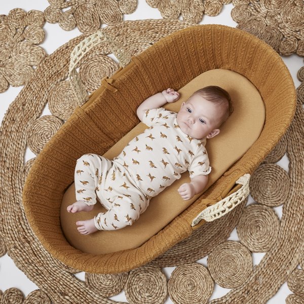 Organic Moses Basket Fitted Sheet - Honey