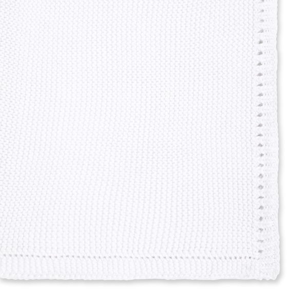 The Little Green Sheep - Organic Knitted Cellular Baby Blanket - White