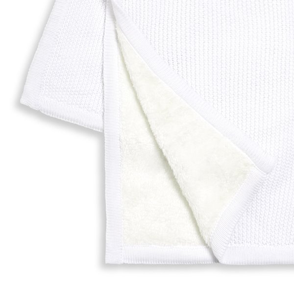 The Little Green Sheep - Organic Knitted Fleece Baby Blanket - White