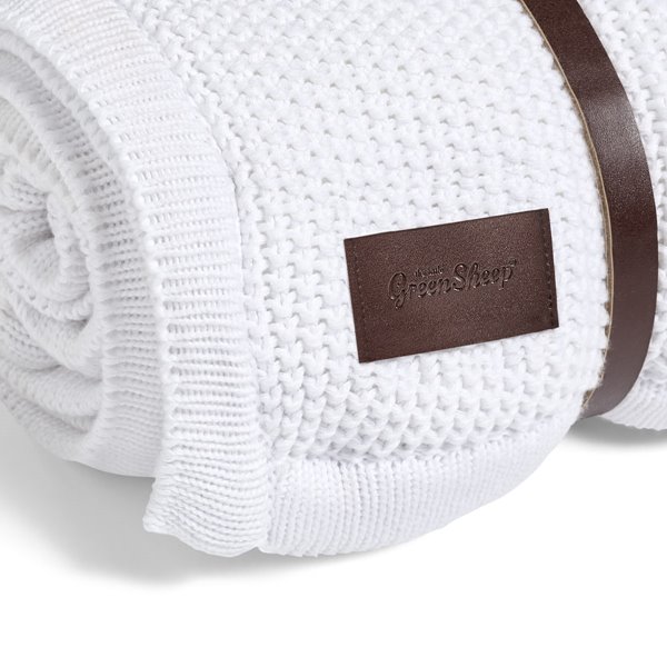 Organic Knitted Fleece Baby Blanket - White