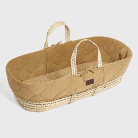 The Little Green Sheep - Natural Quilted Moses Basket & Mattress - Honey