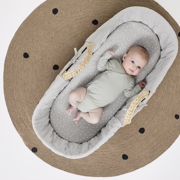 Natural Quilted Moses Basket & Mattress - Dove
