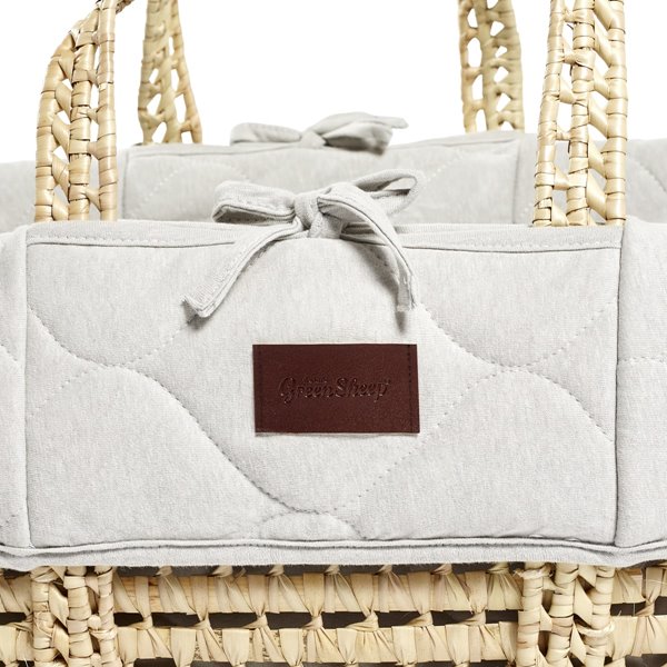The Little Green Sheep - Natural Quilted Moses Basket & Mattress - Dove