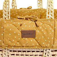 The Little Green Sheep - Natural Quilted Moses Basket & Mattress - Honey Rice
