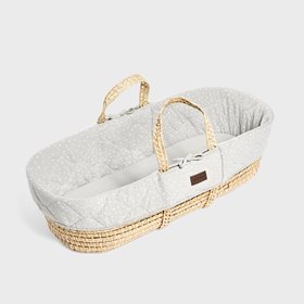 The Little Green Sheep - Natural Quilted Moses Basket & Mattress - Dove Rice