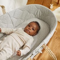 The Little Green Sheep - Natural Quilted Moses Basket & Mattress - Dove Rice