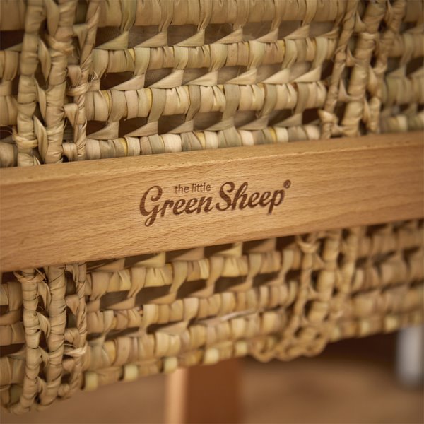 The Little Green Sheep - Natural Quilted Moses Basket, Mattress & Stand Honey Rice