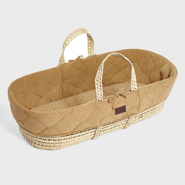 Natural Quilted Moses Basket, Mattress & Stand - Honey