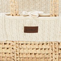 The Little Green Sheep - Natural Knitted Moses Basket, Mattress & Stand - Linen
