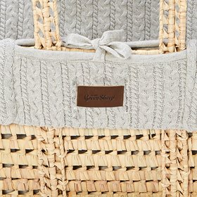 The Little Green Sheep - Natural Knitted Moses Basket Replacement Liner - Dove