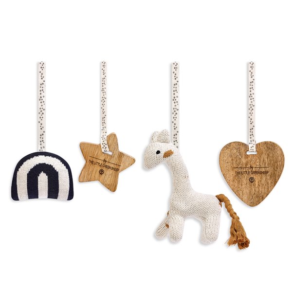 The Little Green Sheep - Curved Wooden Baby Play Gym & Charms Set - Midnight Giraffe