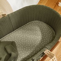 The Little Green Sheep - Organic Moses Basket Fitted Sheet - Juniper Rice