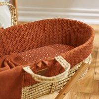The Little Green Sheep - Organic Moses Basket Fitted Sheet - Terracotta Rice