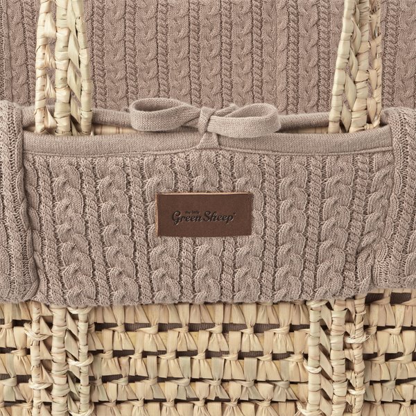 The Little Green Sheep - Organic Knitted Moses Basket & Mattress Truffle