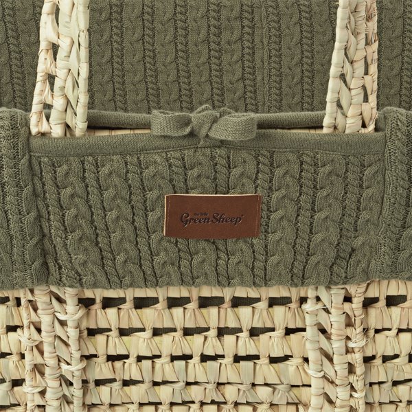 The Little Green Sheep - Organic Knitted Moses Basket & Mattress Juniper
