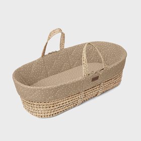 The Little Green Sheep - Natural Quilted Moses Basket & Mattress Truffle Rice