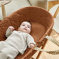 The Little Green Sheep - Natural Quilted Moses Basket & Mattress Terracotta Rice