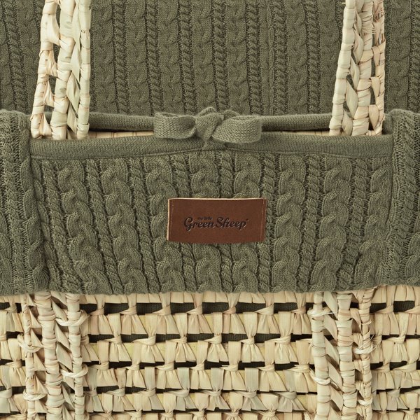 The Little Green Sheep - Natural Knitted Moses Basket, Mattress & Stand - Juniper