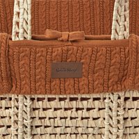 The Little Green Sheep - Natural Knitted Moses Basket, Mattress & Stand - Terracotta 