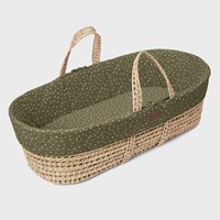 The Little Green Sheep - Natural Quilted Moses Basket, Mattress & Stand - Juniper Rice