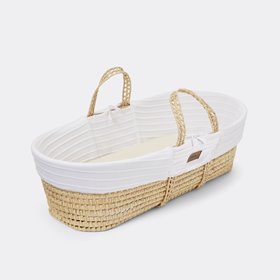 The Little Green Sheep - Organic Ripple Knit Moses Basket & Mattress White