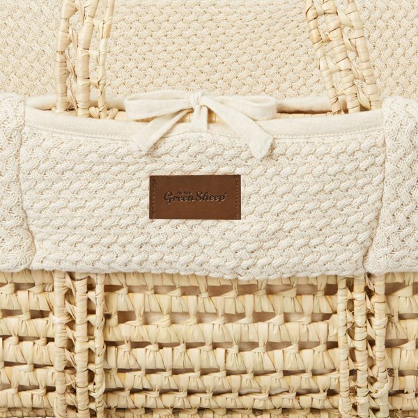 The Little Green Sheep - Organic Wheat Knit Moses Basket & Mattress Linen