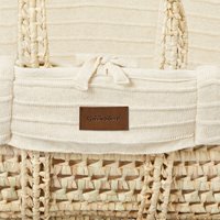 The Little Green Sheep - Organic Ripple Knit Moses Basket, Mattress & Stand Linen