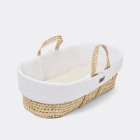 The Little Green Sheep - Organic Wheat Knit Moses Basket, Mattress & Stand White
