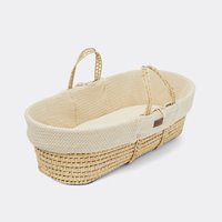 The Little Green Sheep - Organic Wheat Knit Moses Basket, Mattress & Stand Linen